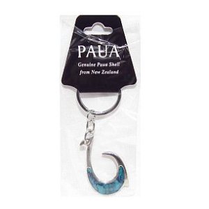 Paua Keyring Fish Hook Open - Kiwi Shop